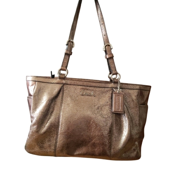 Coach Gallery F17721 Metallic Bronze Leather Medium East West Tote Shoulder Bag. - Picture 1 of 16